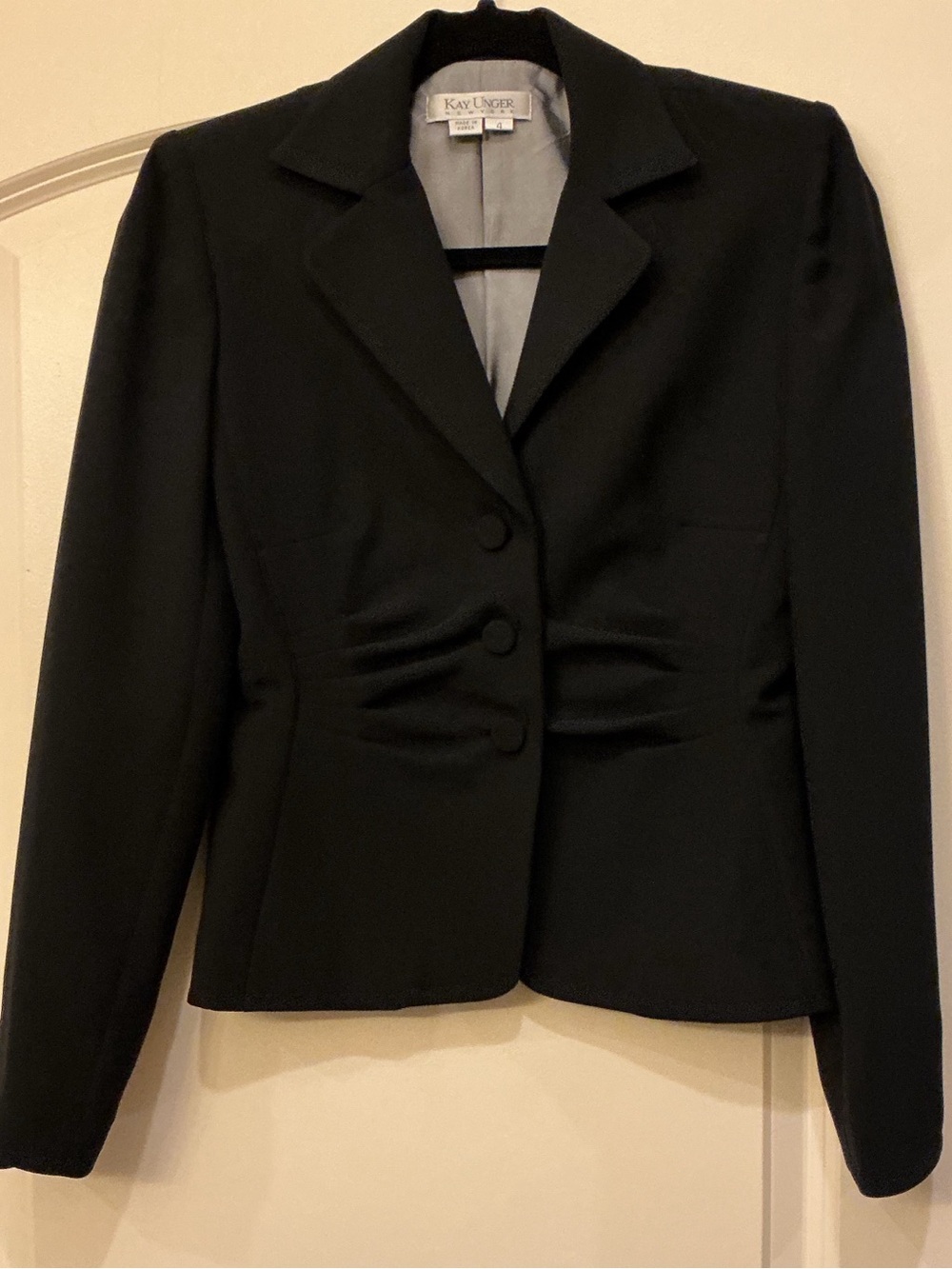 Kay Unger New York Black Structured Blazer Jacket Vintage Career Minimalist US 4